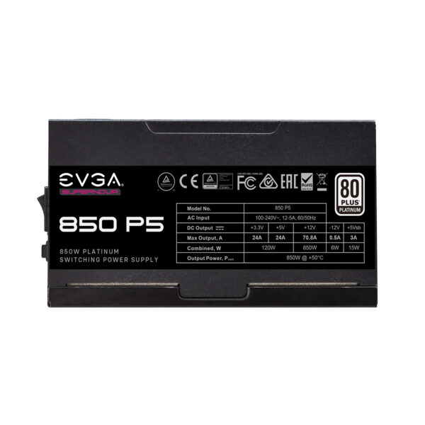 Fuente de Poder EVGA SuperNOVA 850 P5 / 80 PLUS Platinum / 24-pin ATX / 135mm / 850W - Image 6