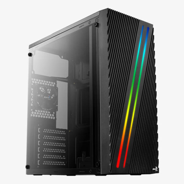 Gabinete AeroCool Streak / RGB / Con Ventana / ATX / Cristal Templado / Negro