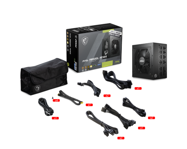Fuente de Poder MSI MAG A850GL PCIE5 / 850W / 80 Plus Gold / Certificación ATX 3.0 / Compatible con PCIe 5.0 - Image 5