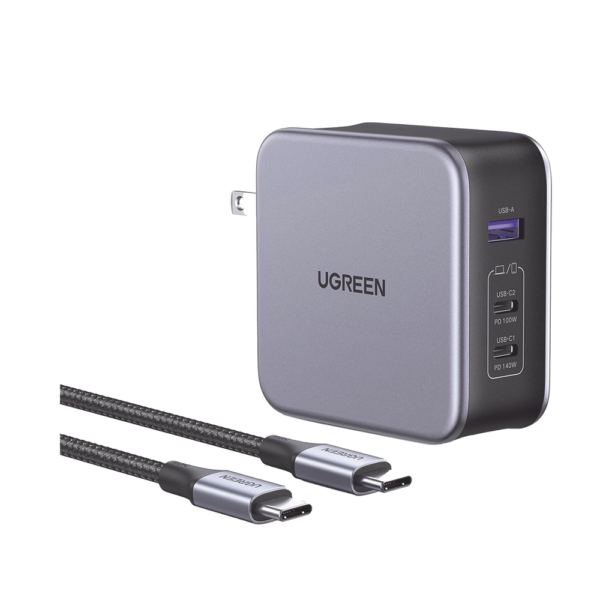 Cargador de 140W serie Nexode | 3 Puertos de Carga Rápida | 2 USB-C | 1 USB-A | Tecnología GaN II +SIC | PD3.1 / QC4.0 | Tecnología de Protección Térmica | Optimiza la Experiencia de Carga | Incluye cable USB-C
