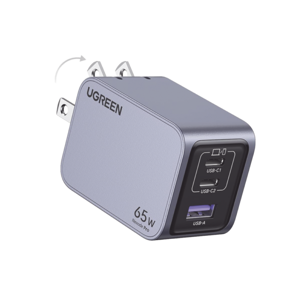 Cargador de 65W serie Nexode Pro | 3 Puertos de Carga Rápida | 2 USB-C | 1 USB-A | Tecnología GaNInfinity | PD3.1 de 65W / QC4.0 | Tecnología de Protección Térmica | Optimiza la Carga | Caja de Aluminio | Incluye Cable U - Image 2