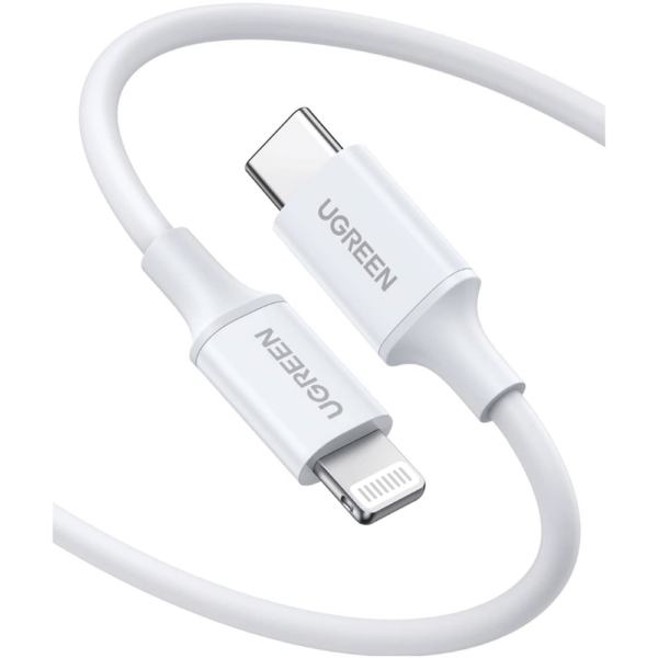 Cable USB-C a Lightning | 1 Metro | Certificado MFi | Carga Rápida 60W | 480 Mbps | PD | Conector C94 | Adecuado para iPhone, iPad y iPod | Protección Integrada | Caja de ABS | Cubierta de TPE | Color Blanco. - Image 2