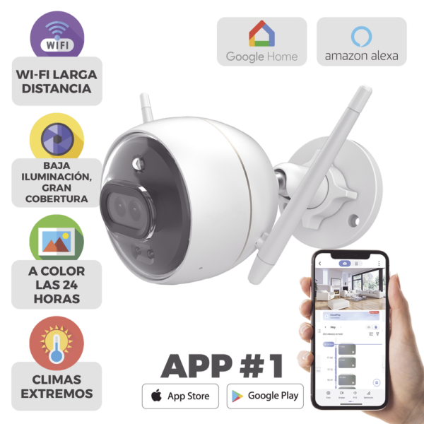 Cámara Bala IP 2MP / Wi-Fi / Doble Lente 2.8 mm / Visión Nocturna a Color / Audio Bidireccional / Detección de Personas y Vehículos / Defensa Activa con Luz y Sirena / IP67 - Image 2