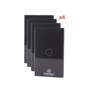 KIT 4 Apagadores Dobles Inteligentes Wi-Fi / Control de 3 Regresos / Panel de Vidrio Templado / Compatible con Alexa y Google Home / 800 W por Regreso / 100–250 V