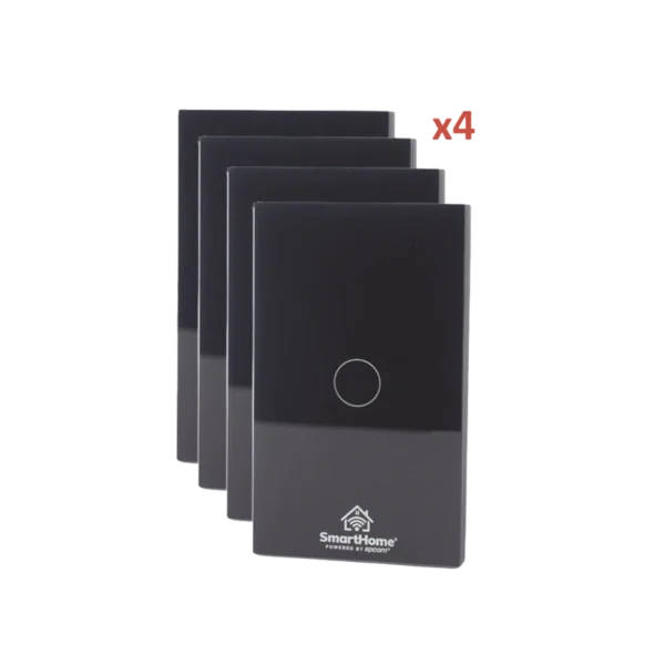 KIT 4 Apagadores Dobles Inteligentes Wi-Fi / Control de 3 Regresos / Panel de Vidrio Templado / Compatible con Alexa y Google Home / 800 W por Regreso / 100–250 V